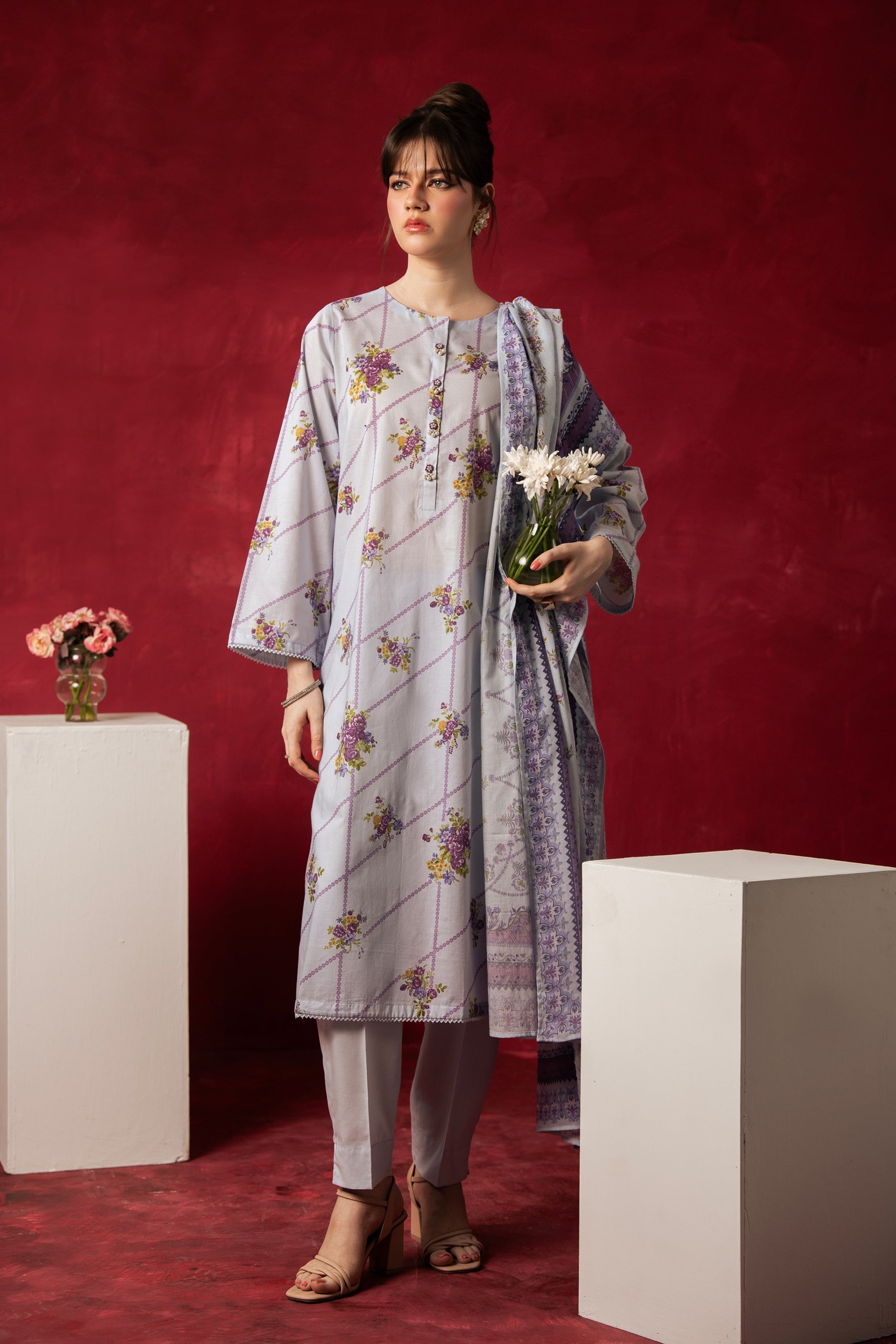 PRINTED LAWN STITCHED 3 PIECE SUIT
